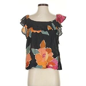 Sezane 100% Silk Floral Blouse 36 NWOT